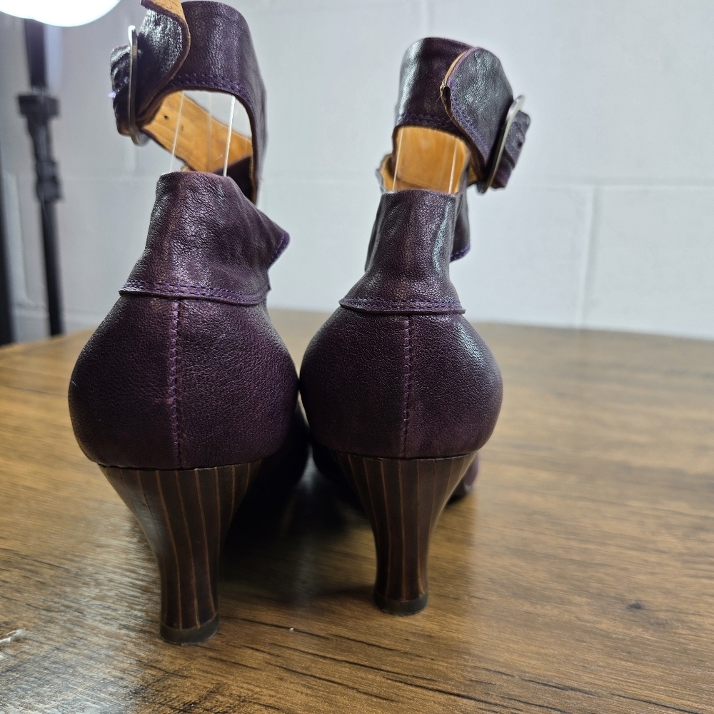 Vtg Jeffrey Campbell Edson 2 Purple Leather Ankle Strap Pumps Heels - Picture 8 of 14